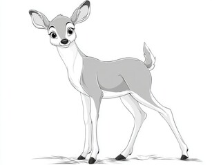 Obraz premium Delightful young deer dancing with joy, simple line art waiting to be colored with happiness