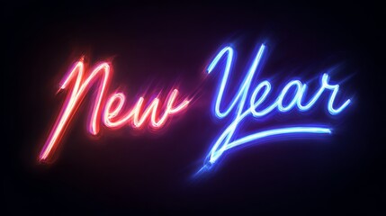 Obraz premium Premium neon New Year 2026 celebration banner