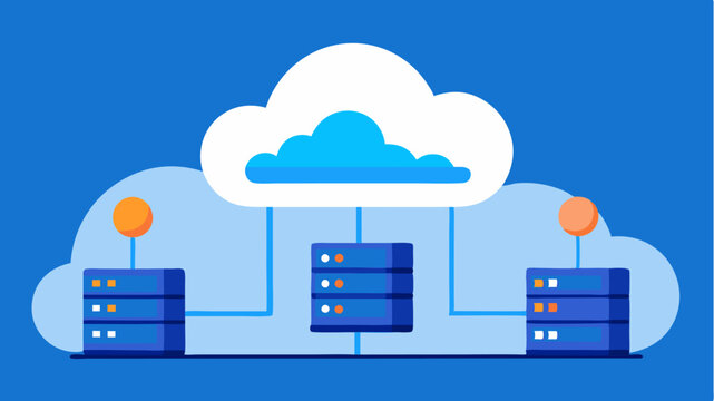 An abstract visualization of cloud migrations with servers moving into a large cloud formation representing the transition from onpremises solutions to cloudbased systems.