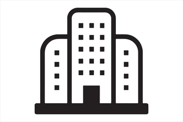 Naklejka premium Modern office building icon design silhouette a white background