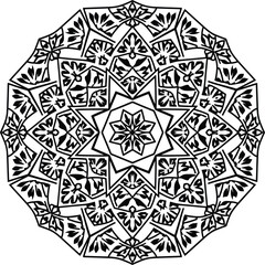 Vector floral star mandala inspired by Sumatra songket heritage style, abstract decorative ornament