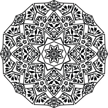 Vector floral star mandala inspired by Sumatra songket heritage style, abstract decorative ornament