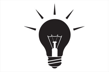 Classic incandescent light bulb idea symbol silhouette a white background