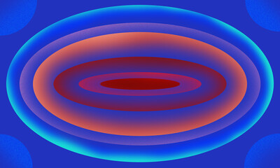 Abstract Colorful Concentric Circles on Blue Background