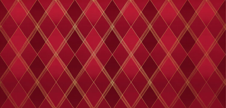 Elegant red and gold argyle pattern classic diamond design for festive backgrounds adding a touch of luxury