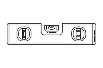 Line drawing of a bubble level tool silhouette a white background