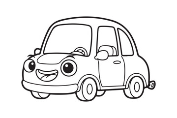 Cartoon car outline ready for coloring silhouette a white background