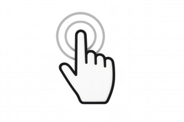 Hand cursor clicking, showing digital interaction. Transparent background for easy integration in various designs