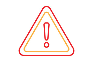 Warning symbol red yellow alert sign silhouette a white background