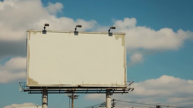 Blank billboard against blue sky with copy space