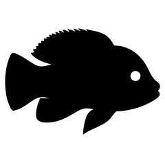 Vector illustration of a vibrant firemouth cichlid fish scalable graphic for aquatic art and aquarium design silhouette