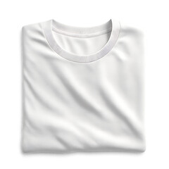 Folded White T- Shirt with Crew Neck and Ribbed Collar on White Background t-shirt isolated on a transparent background