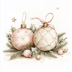 vintage charm to holiday decor with this beautifully painted Christmas ornament. The delicate pastel color. Perfect for greeting cards, gift wrapping, or home decor.