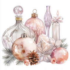vintage charm to holiday decor with this beautifully painted Christmas ornament. The delicate pastel color. Perfect for greeting cards, gift wrapping, or home decor.