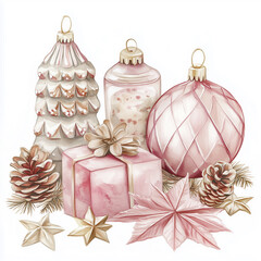 vintage charm to holiday decor with this beautifully painted Christmas ornament. The delicate pastel color. Perfect for greeting cards, gift wrapping, or home decor.