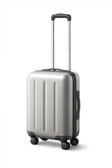 Silver Hardside Rolling Suitcase with Extendable Handle and Wheels luggage travel isolated on a transparent background