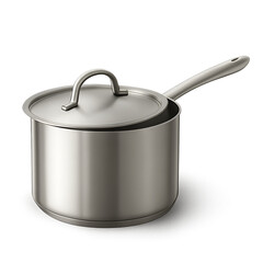 Stainless Steel Saucepan with Lid and Handle cooking kitchen isolated on a transparent background