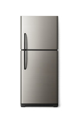 Stainless Steel Double Door Refrigerator with Vertical Handle fridge metal isolated on a transparent background