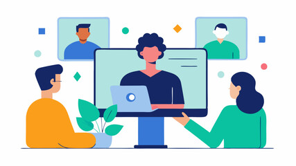 A snapshot of a live remote design review session featuring participants sharing feedback over video chat while reviewing a prototype.