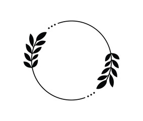 Decorative Leaf Wire Wreath Monogram Frame Illustration