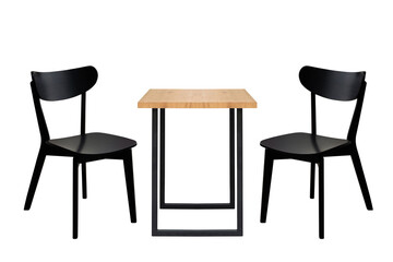Fototapeta premium wooden table and chairs isolated on a white background