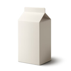 Blank White Cardboard Milk Carton with Folded Top beverage container packaging isolated on a transparent background