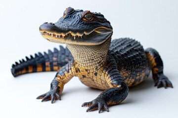 Naklejka premium Realistic crocodile model isolated on white background for educational purposes