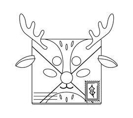 Reindeer shaped Christmas envelop black-and-white