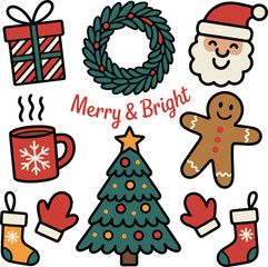 Christmas Dessert Vector Design, Merry Christmas Sweet Treats Vector, Christmas Cake and Cookie Vector, Holiday Dessert Illustration Vector, Festive Christmas Candy Vector