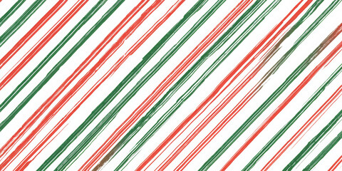 Festive diagonal stripes pattern hand-drawn style in red and green perfect for Christmas backgrounds and wrapping paper