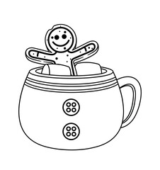 Hot drink decorated marshmallows, gingerbread