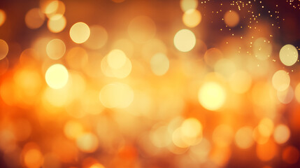 Obraz premium Warm golden glitter particles and soft bokeh effect create a festive and celebratory background