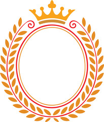 Ornate oval laurel wreath frame with royal crown emblem