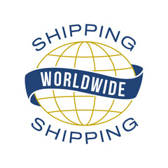 Worldwide shipping, delivery logo. Global icon. Vector illustration