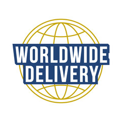 Worldwide delivery logo. Delivery, Shipping worldwide logo, emblem isolated on white background. Vector illustration