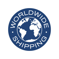 World delivery logo, emblem. Simply worldwide delivery logo. Vector illustration