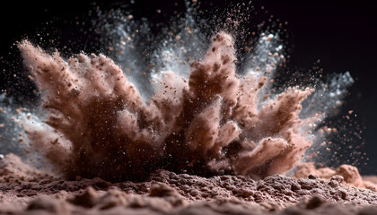 Exploding cocoa powder splash