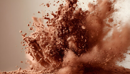 Exploding cocoa powder splash