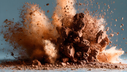 Exploding cocoa powder splash