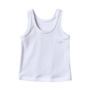Plain white tank top, viewed from above on a dark background