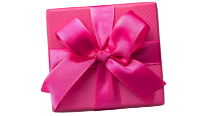 A beautifully wrapped pink gift box adorned with a satin ribbon, perfect for celebrating a special occasion with love and joy.