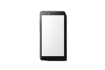Simple black smartphone with a blank, white screen