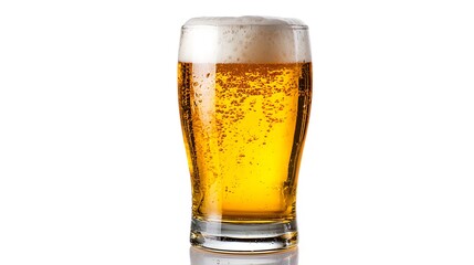 Refreshing cold beer with frothy head in a clear glass, perfect for a relaxing moment.
