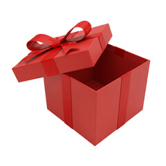 Beautiful open red gift box with red ribbon for products showcase