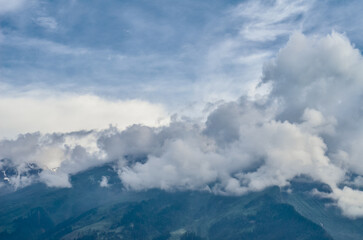 mountain landscape with clouds in Himachal Pradesh