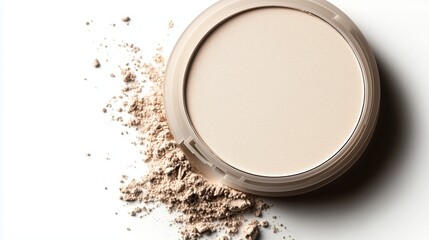 Crushed Beige Face Powder on White Background