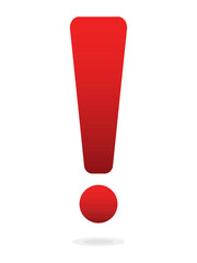 Red exclamation - caution icon design template. Simple red flat warning sign, attention, alert symbol illustration isolated on a white background EPS 10