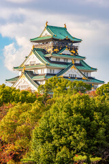 Fototapeta premium Osaka Castle at sunset, Japan