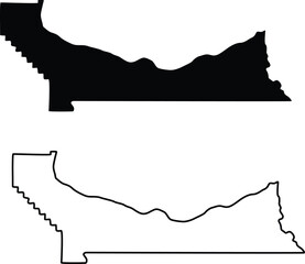 Map of Multnomah County Oregon USA Silhouette Flat and Outline Design