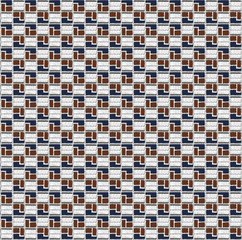 Geometric Square Seamless Pattern with Brown and Blue Textured Blocks